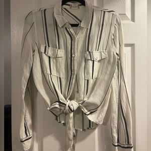 Striped Button-up Tie front top
